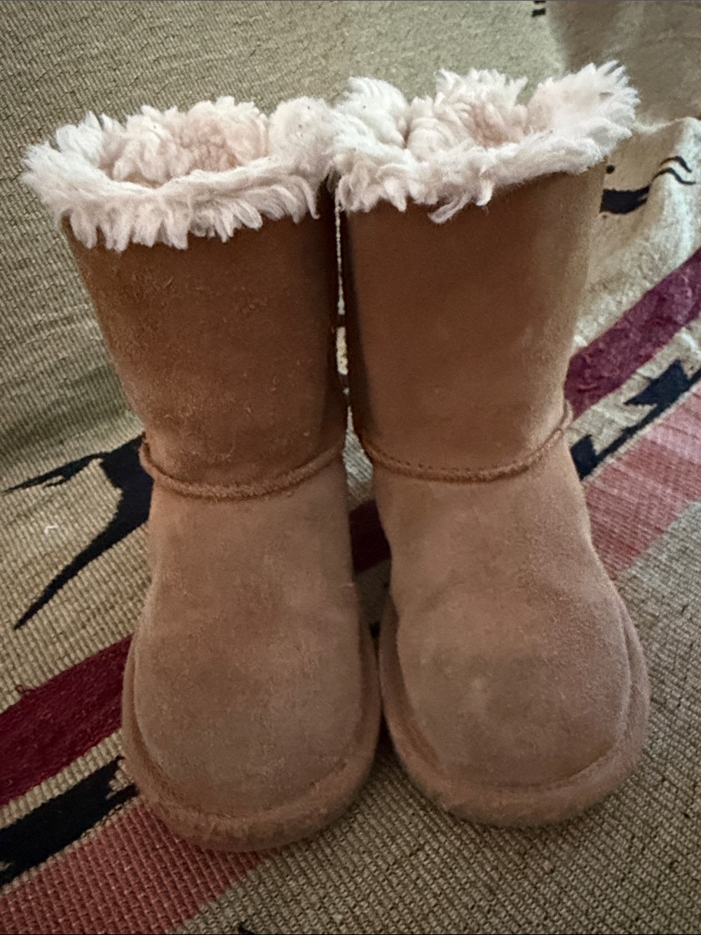 UGG Kids Short Chestnut Suede Shearling Boots